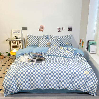 Patternnest Grid Bedding Set – Black and White Geometric Duvet Cover with Pillowcases