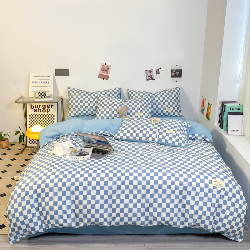 Patternnest Grid Bedding Set – Black and White Geometric Duvet Cover with Pillowcases