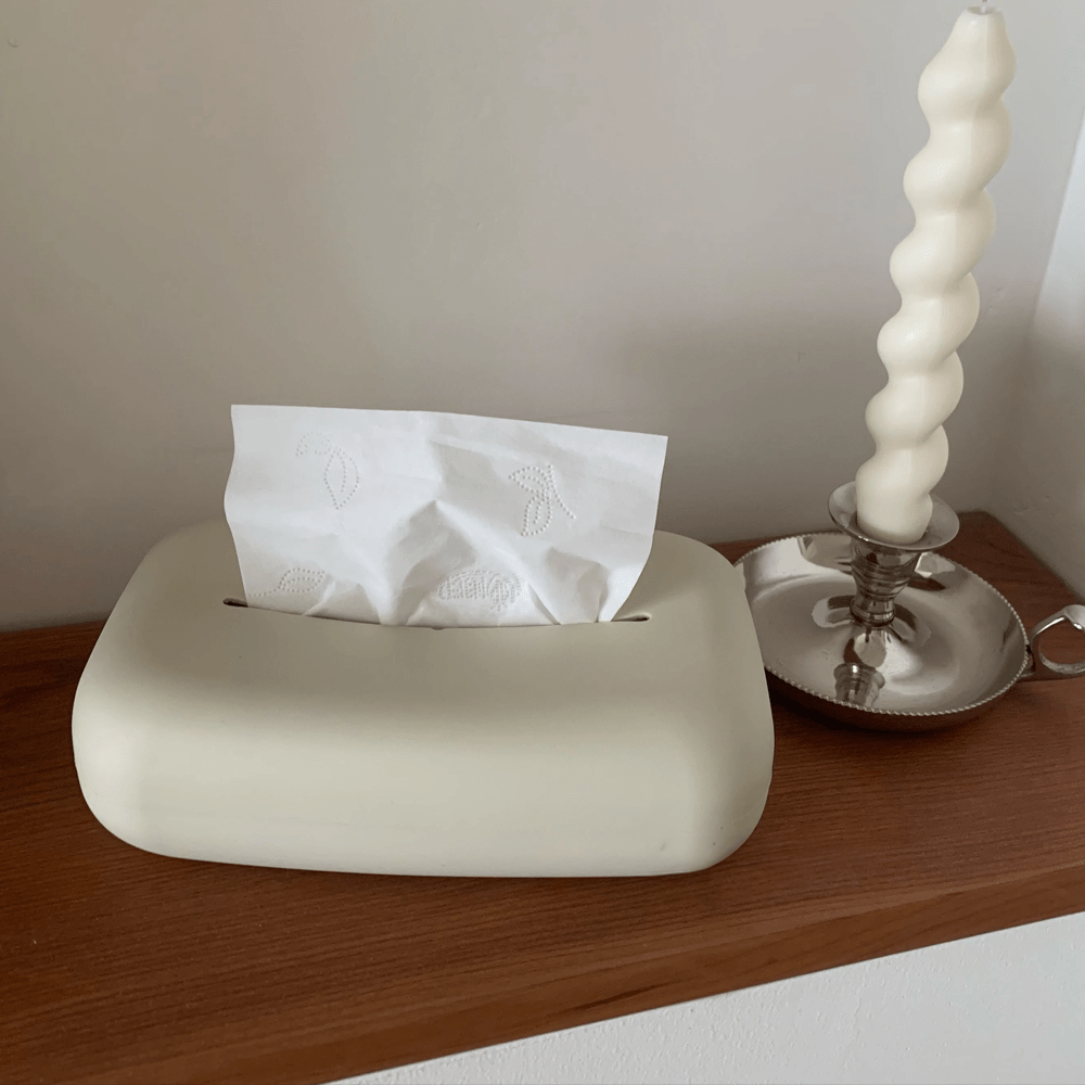 Light Beige Silicone Tissue Box Cover – Soft, Water-Resistant Organizer
