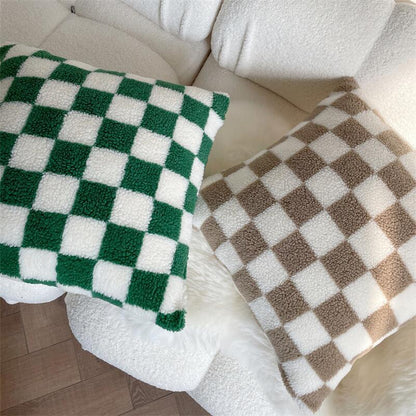 Plush Fleece Checkered Pillowcase – Soft, Eco-Friendly Jacquard Design