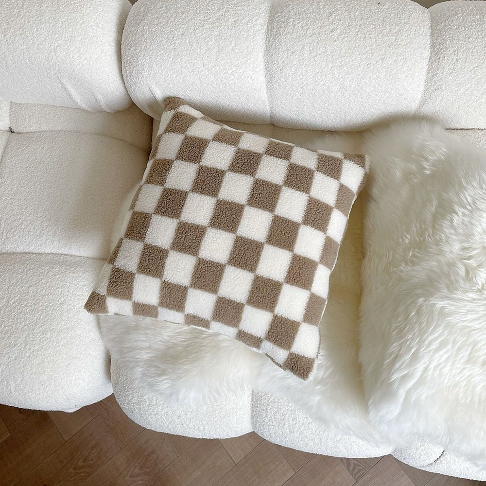 Plush Fleece Checkered Pillowcase – Soft, Eco-Friendly Jacquard Design
