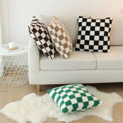 Plush Fleece Checkered Pillowcase – Soft, Eco-Friendly Jacquard Design