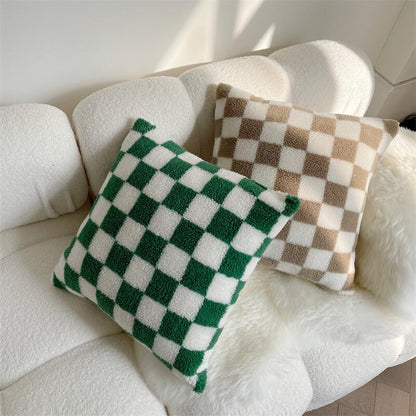 Plush Fleece Checkered Pillowcase – Soft, Eco-Friendly Jacquard Design