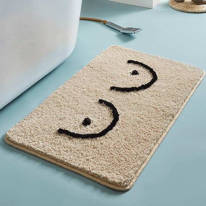 Anti-Slip Plush Bath Mat with Breast Design, Quick-Drying and Comfortable