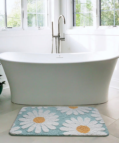 Daisy Bloom Bath Mat – Soft, Absorbent, Non-Slip Floral Bath Rug