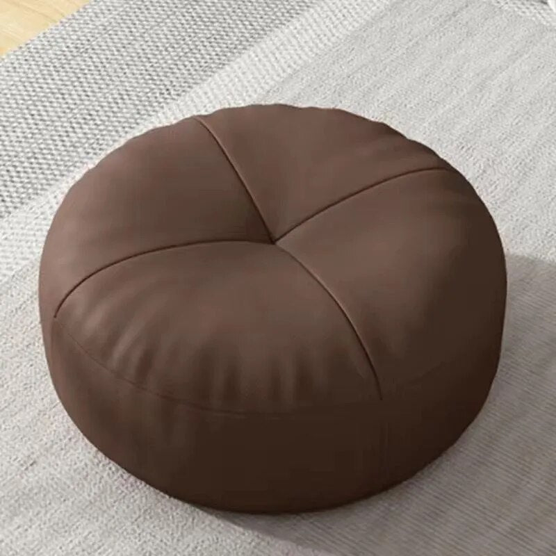 Japanese Nappa Leather Round Tatami Foot Cushion – Soft Seat Cushion