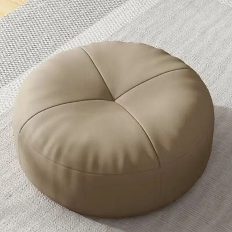 Japanese Nappa Leather Round Tatami Foot Cushion – Soft Seat Cushion