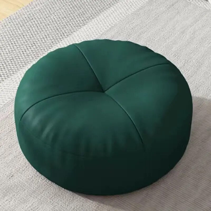 Japanese Nappa Leather Round Tatami Foot Cushion – Soft Seat Cushion