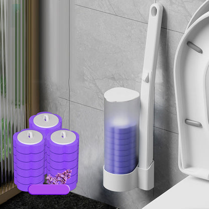 Disposable Toilet Cleaning System with 18 Replaceable Sponge Brush Heads and Storage Caddy