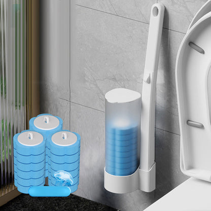 Disposable Toilet Cleaning System with 18 Replaceable Sponge Brush Heads and Storage Caddy